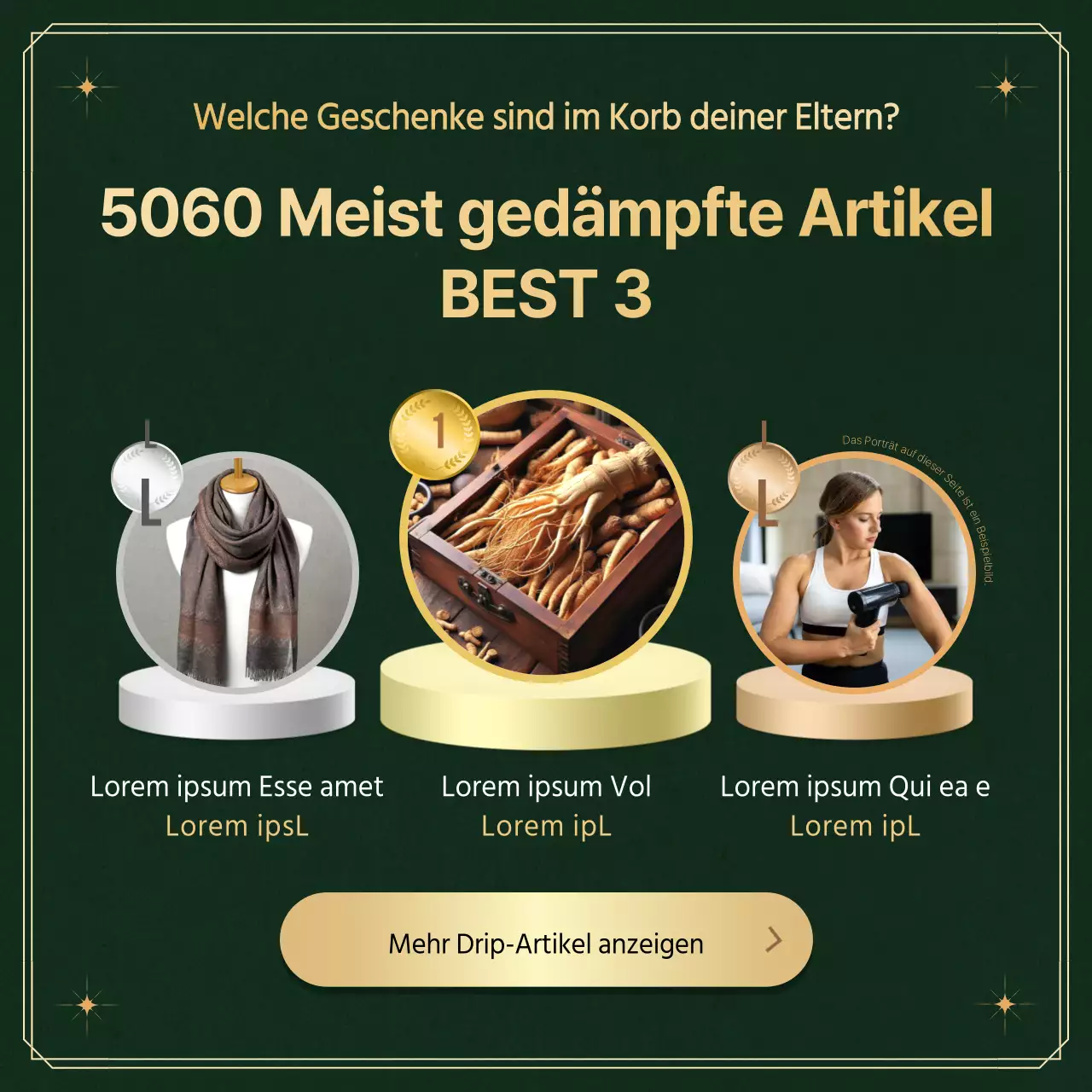 Empfehlen und bewerben Sie luxuriöse Muttertagsgeschenke in Grün und Gold