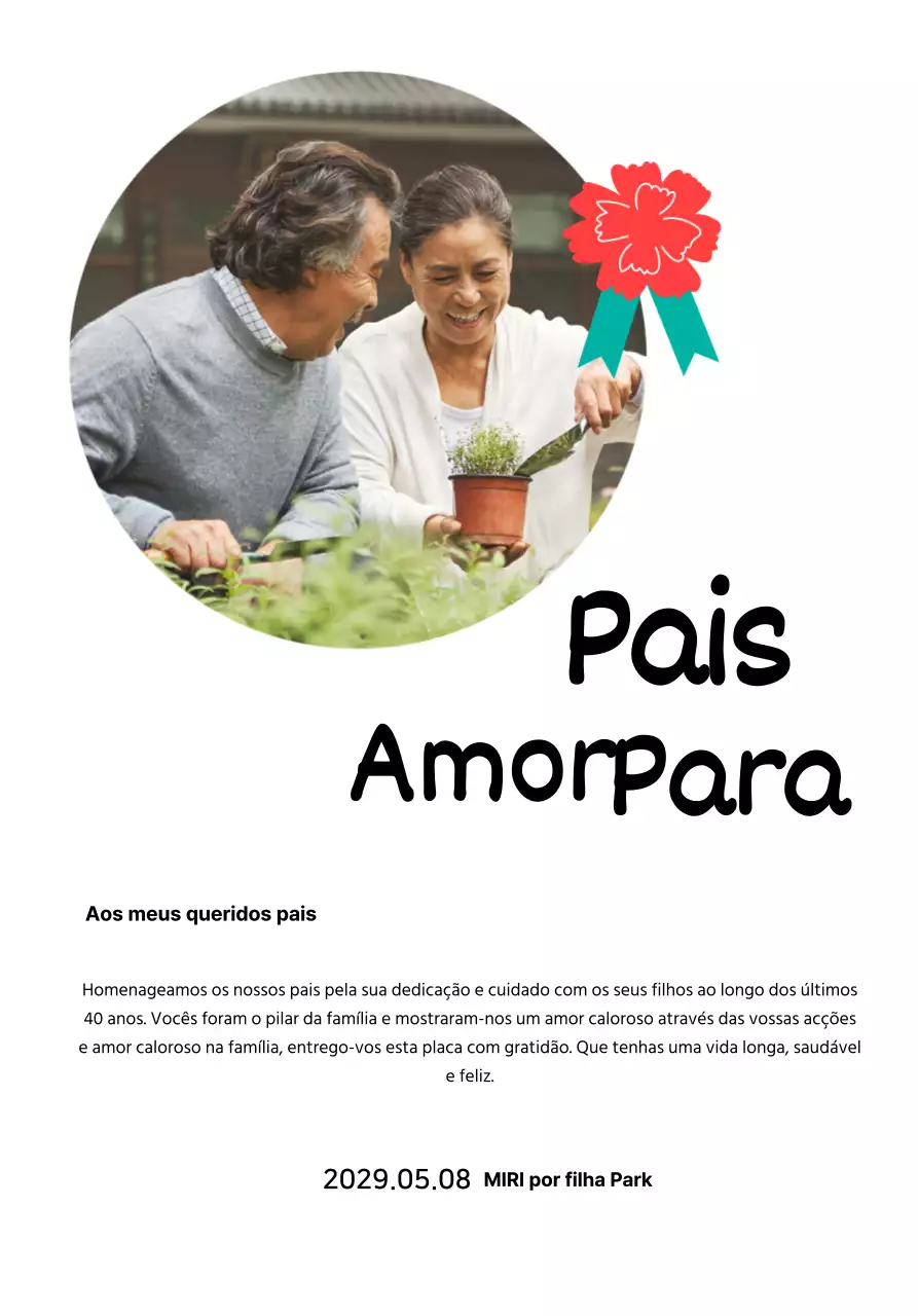 Uma bonita placa para o Dia da Mãe com uma ilustração de um cravo e caligrafia com a sua fotografia