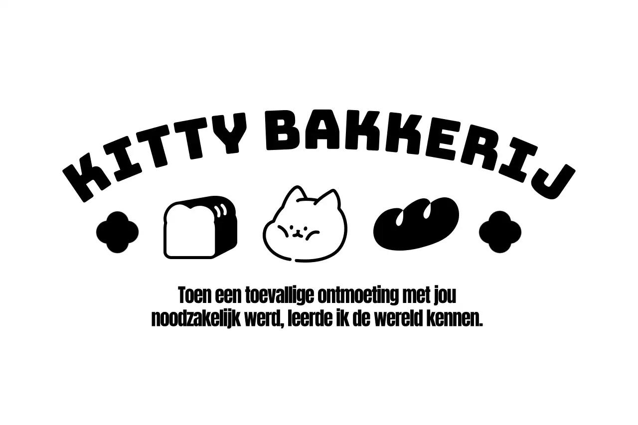 Ontwerp een leuke bakkerwinkeltas met een schattig kattenfiguurtje