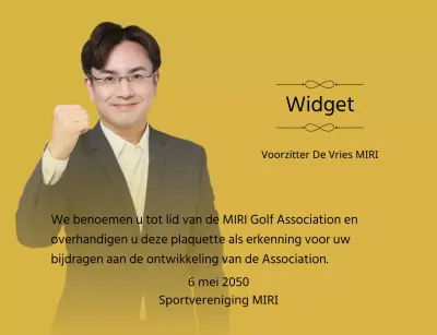 Een stijlvolle plaquette met versieringen en een foto met een verloopachtergrond