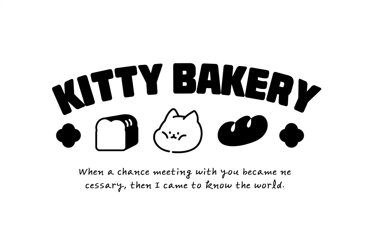 かわいい猫のキャラクターを使った可愛らしいベーカリーショッピングバッグのデザイン