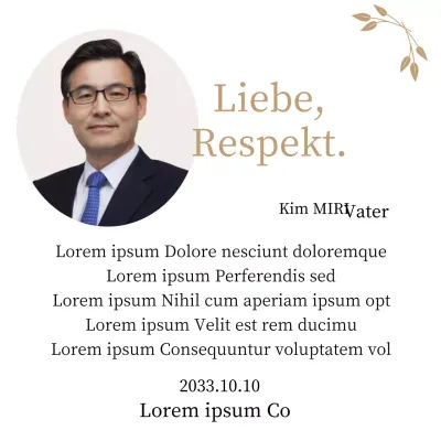 Eine statische, stilvolle Dankeskarte zum Muttertag mit goldenen Blütenblättern und einem Foto