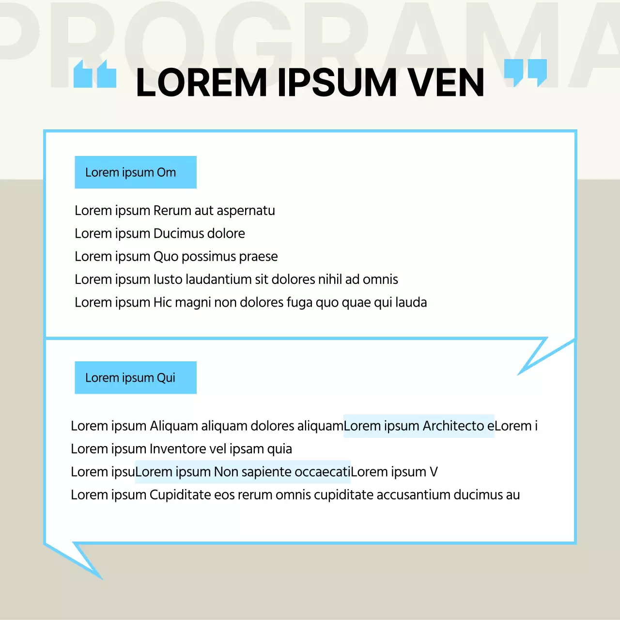 Una sencilla combinación de colores marfil y azul claro para promocionar la conferencia para mayores en activo