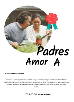 Simpática placa para el Día de la Madre con ilustración de un clavel y caligrafía con tu foto