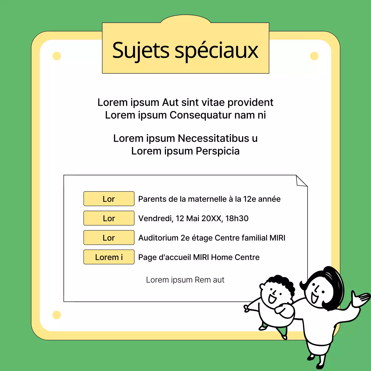 Promouvoir un dispositif parental simple, vert et jaune