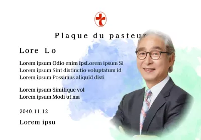 Plaque d'inauguration d'une église avec fond aquarelle dégradé et photo