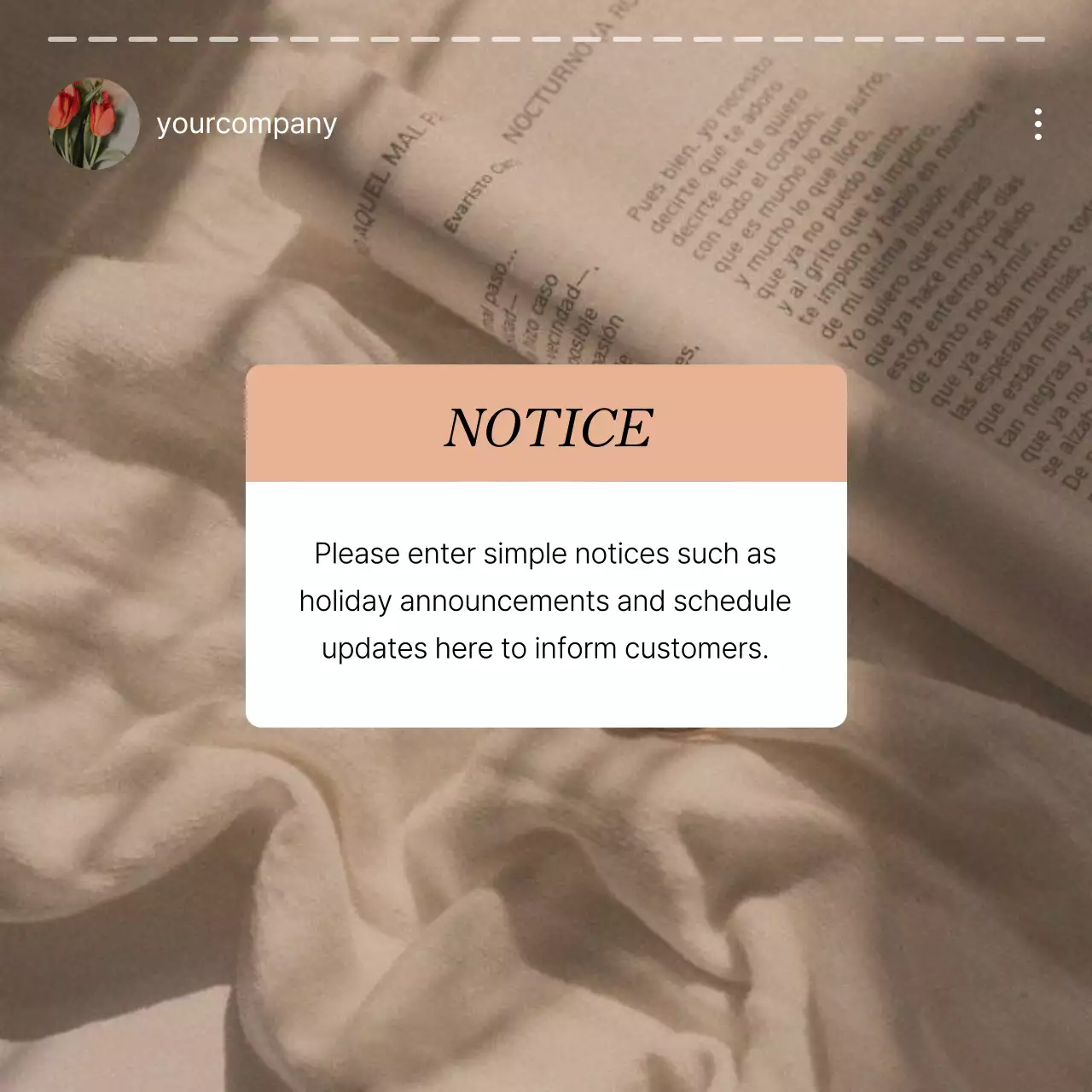Beige Simple Notice Announcement Social Media Post