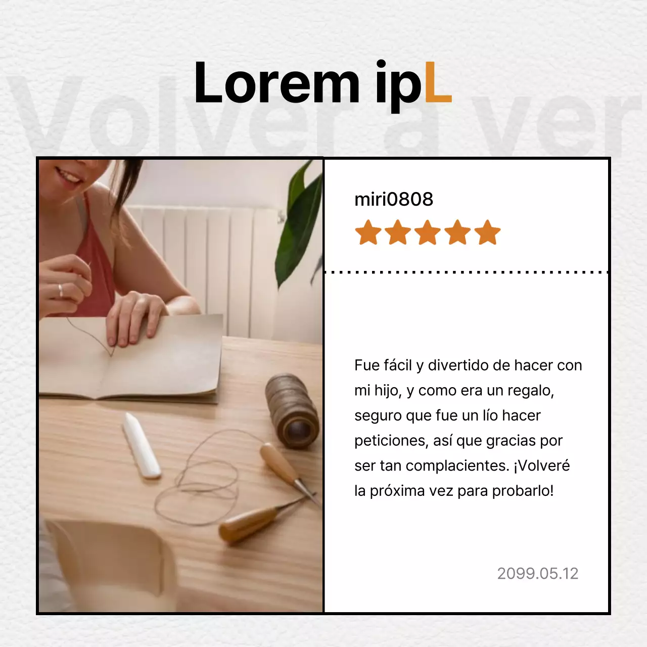 Promueva un moderno taller de cuero con detalles en naranja