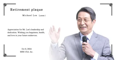 Design a retirement celebration with decorative borders and photos for an organized feel