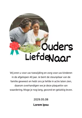 Een schattig Moederdagbord met een anjerillustratie en kalligrafie met jouw foto