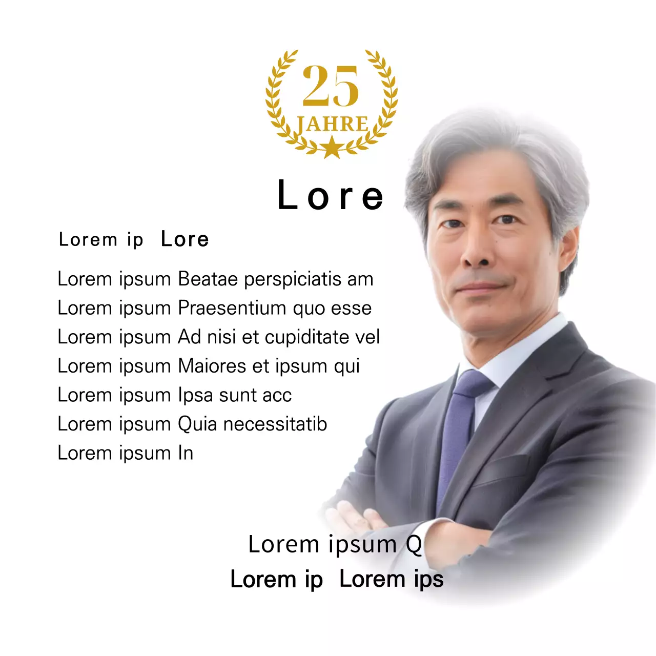 Ein Dankeschön-Design mit einem quadratischen Foto, einer goldenen Schleife und einem Marker zum 25-jährigen Jubiläum