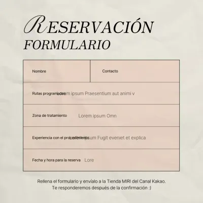 Anunciamos un moderno formulario de reserva de marketing en redes sociales en rosa y marfil