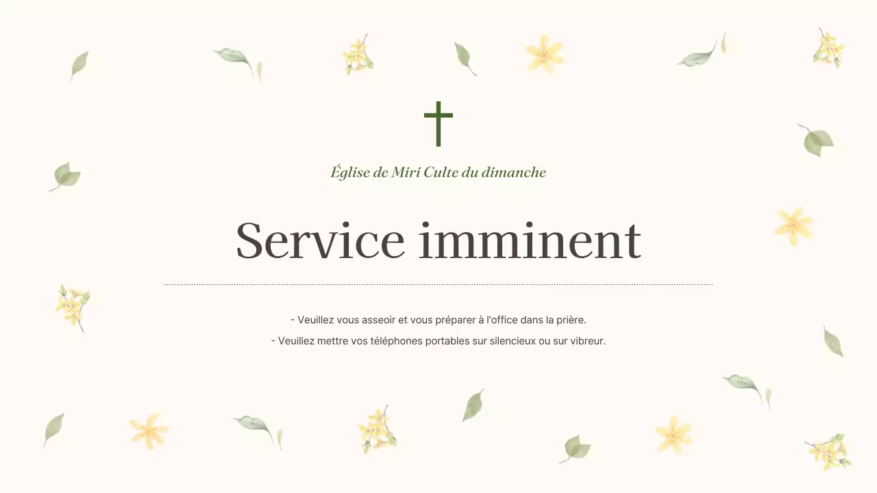 Un simple guide de service vert et jaune de l'église botanique