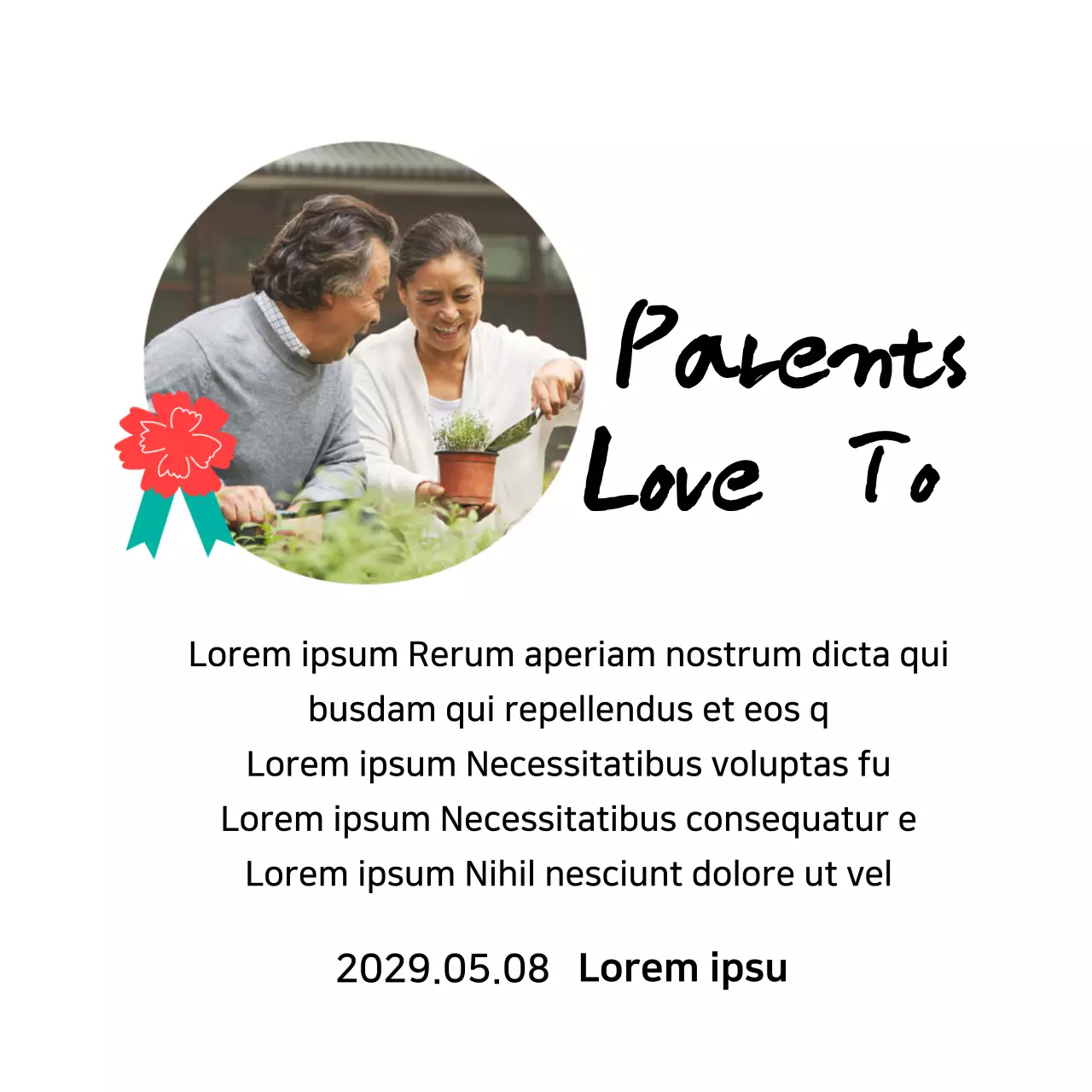 Plakat Hari Ibu yang lucu dengan ilustrasi anyelir dan kaligrafi dengan foto Anda