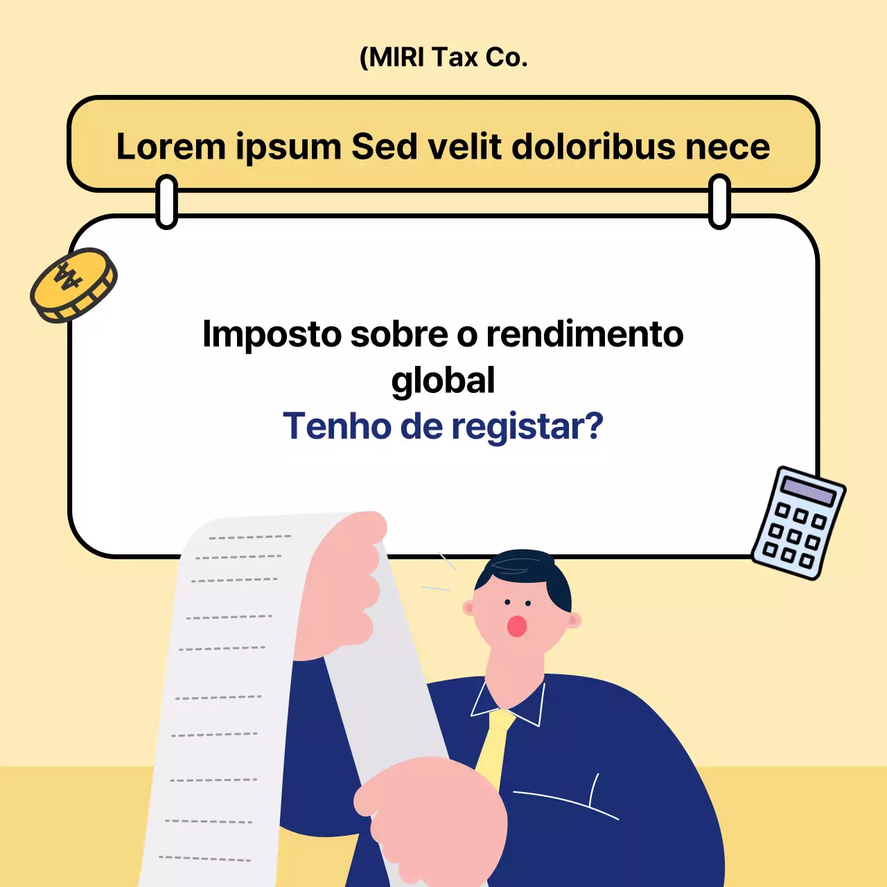 Uma declaração de impostos moderna explicada em amarelo e azul-marinho