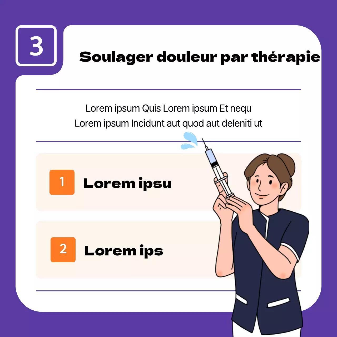 Publicité simple pour un cabinet d'orthodontie en violet et orange