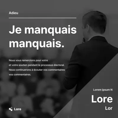 Un simple faire-part de félicitations en noir et blanc pour les élections