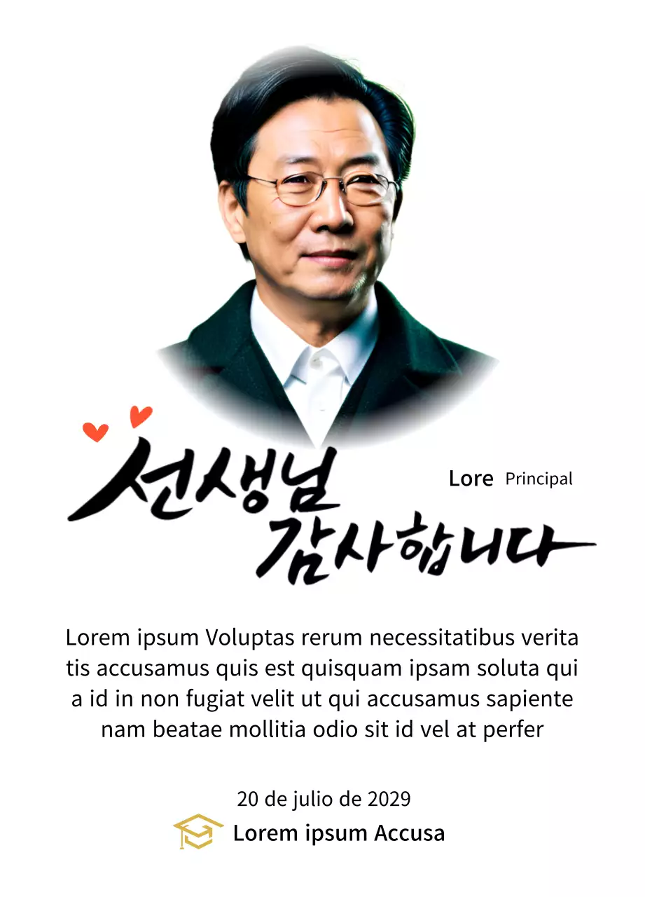 Placa brillante de agradecimiento escolar con caligrafía y fotos