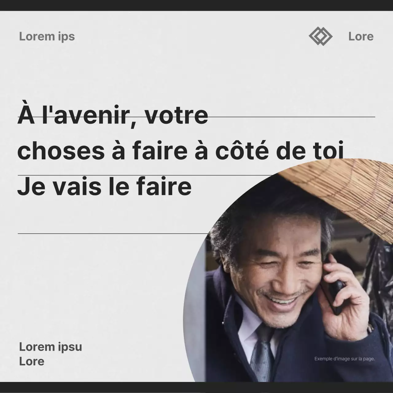 Un simple message d'accueil en noir et blanc pour les perdants