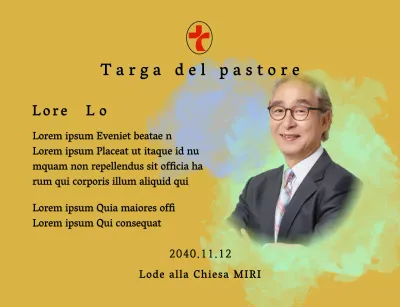 Targa per l'inaugurazione di una chiesa morbida con sfondo acquerellato sfumato e foto