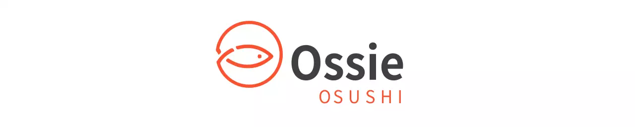 Logo restoran sushi dengan ikon berbentuk ikan