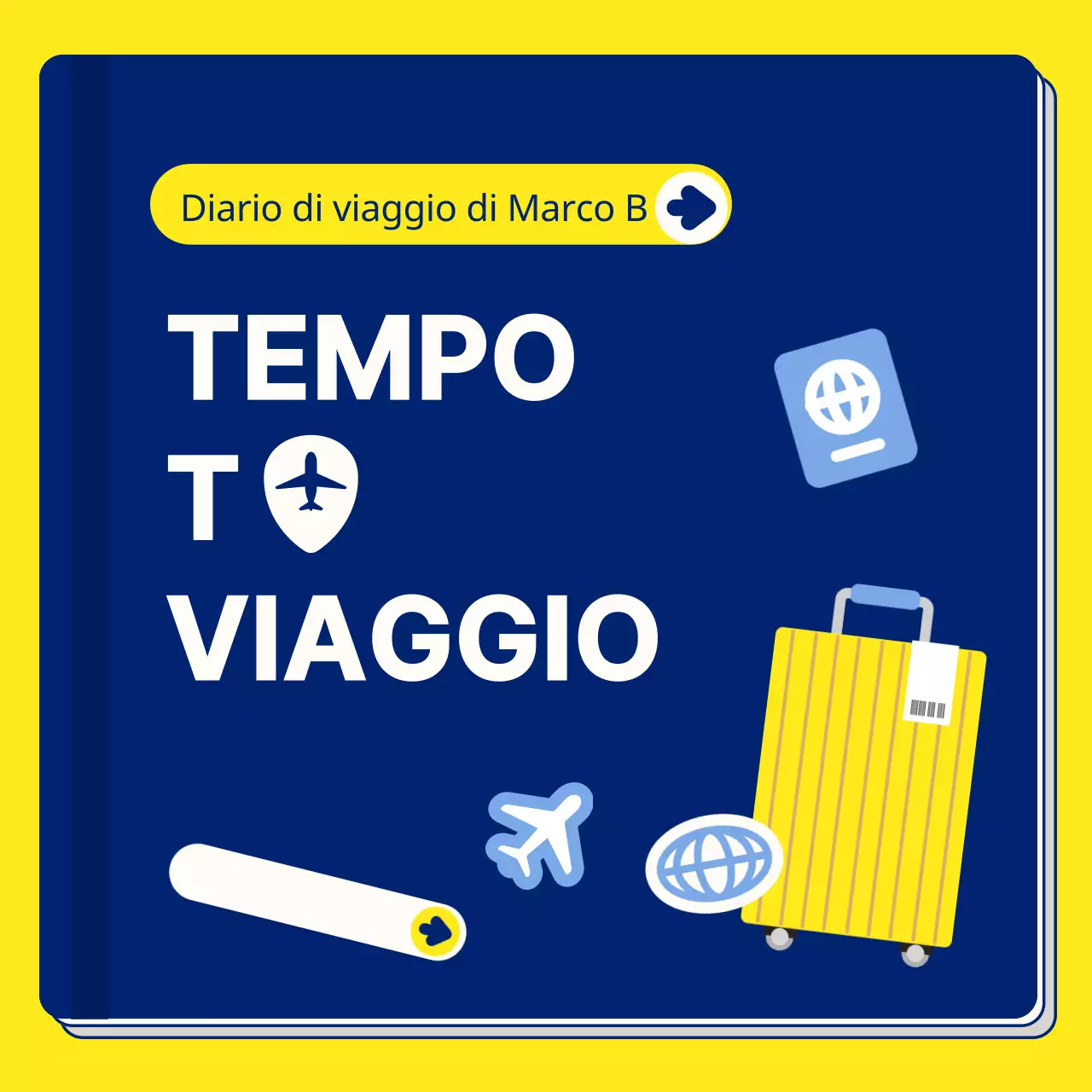 Un semplice planner da viaggio giallo e blu navy