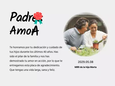 Simpática placa para el Día de la Madre con ilustración de un clavel y caligrafía con tu foto