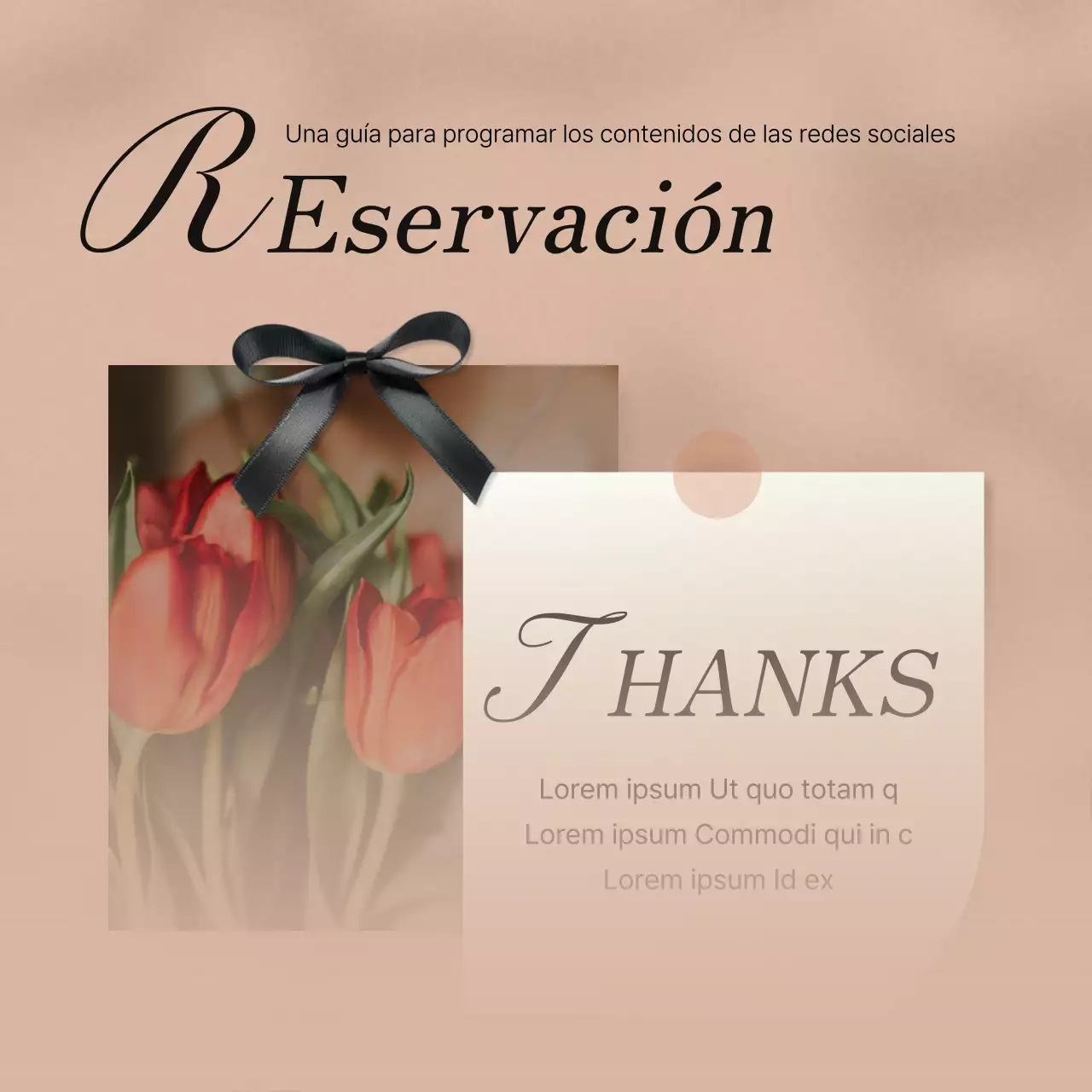 Anunciamos una moderna reserva de marketing en redes sociales en rosa y marfil