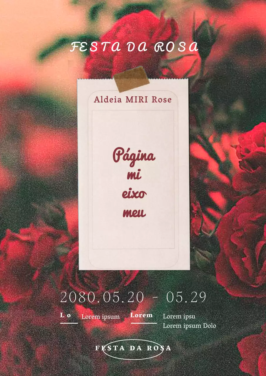 Um cartaz simples, em tons de vermelho, para a Festa da Rosa