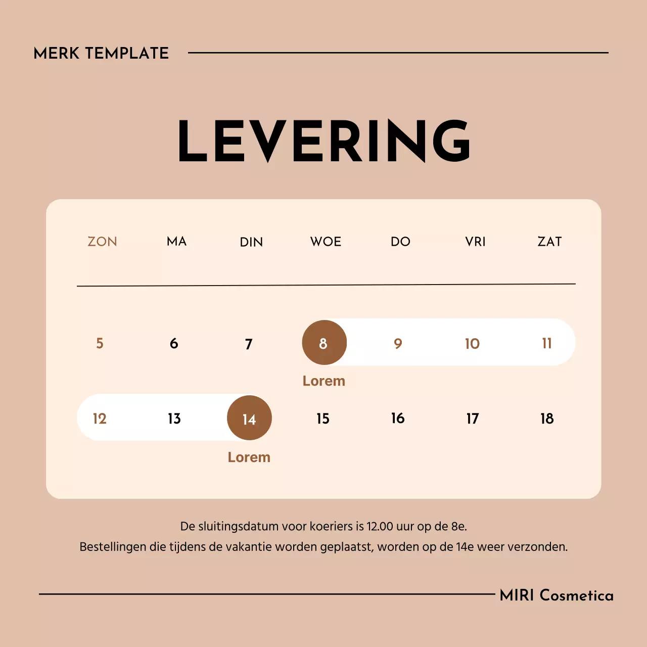 Een schoon, beige cosmeticamerk