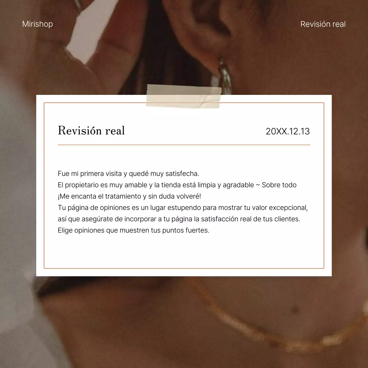 Promover las revisiones de marketing en redes sociales en rosa y marfil