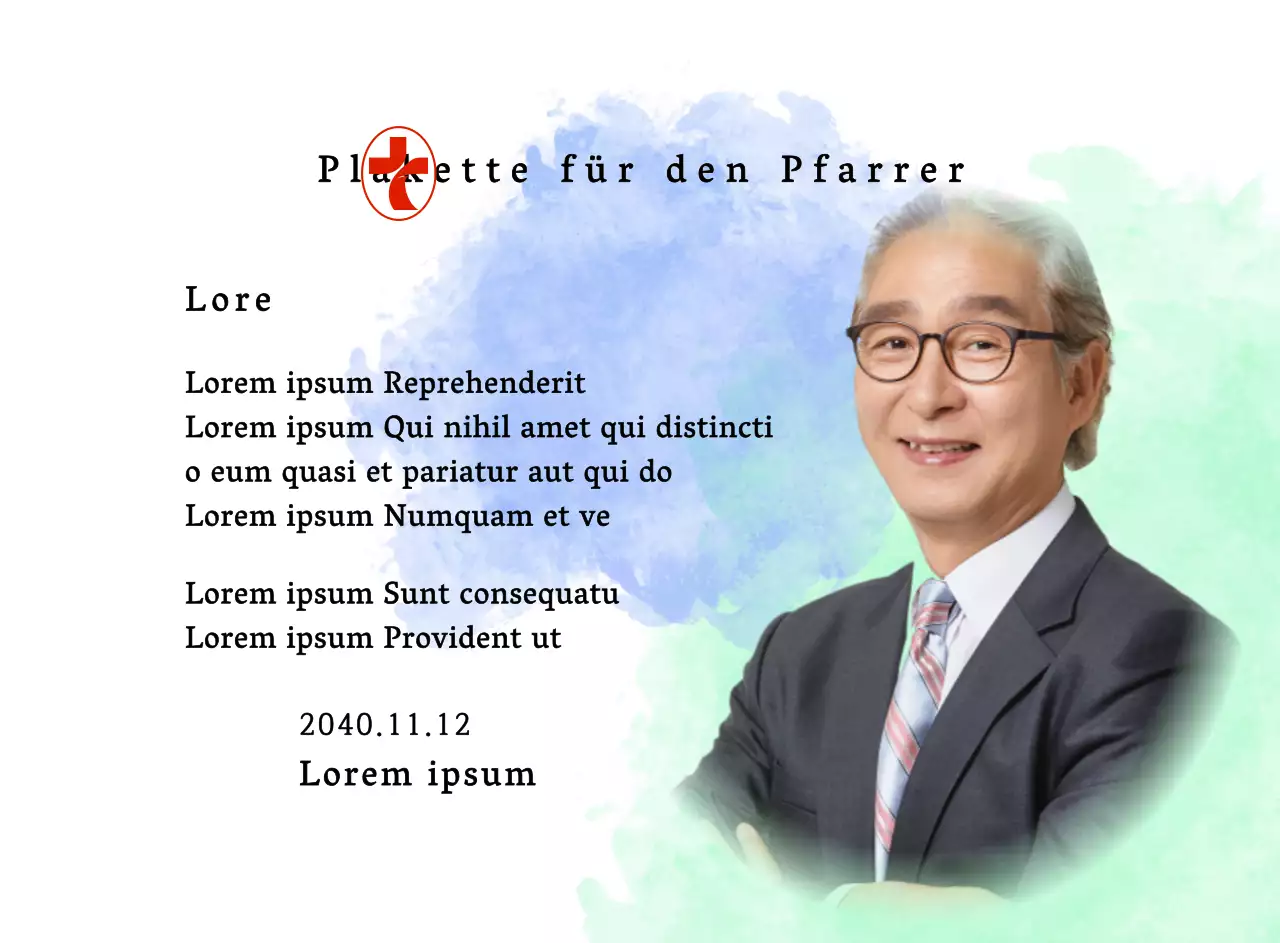 Weiches Kircheneinweihungsschild mit Aquarellhintergrund und Foto mit Farbverlauf