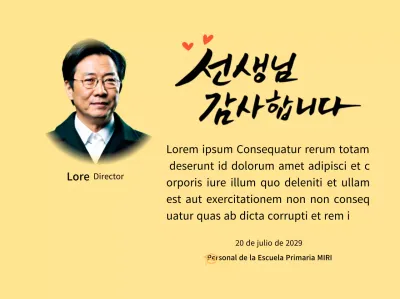 Placa brillante de agradecimiento escolar con caligrafía y fotos