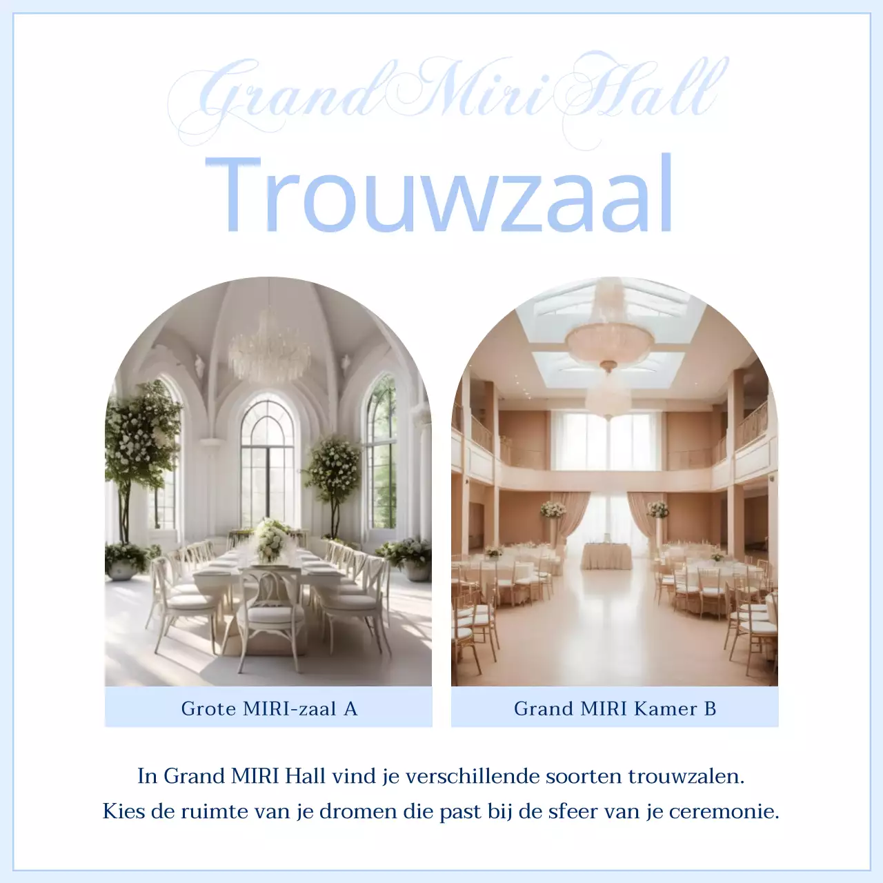 Een hemelsblauwe, chique trouwlocatie promoten
