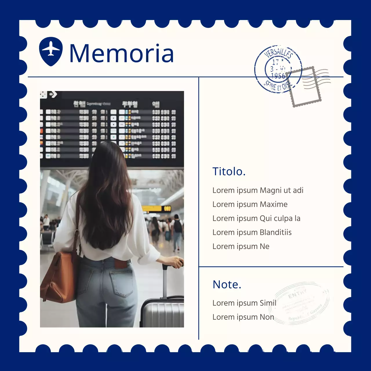 Un semplice planner da viaggio giallo e blu navy