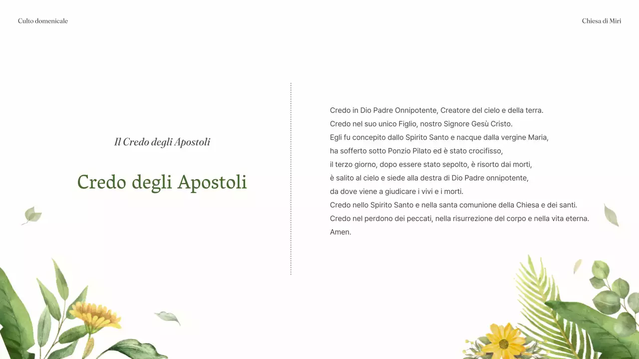 Una semplice guida di servizio verde e gialla per la Chiesa Botanica