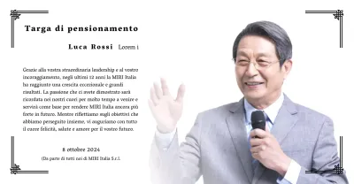 Progettate una festa di pensionamento con bordi decorativi e foto per un'atmosfera organizzata.