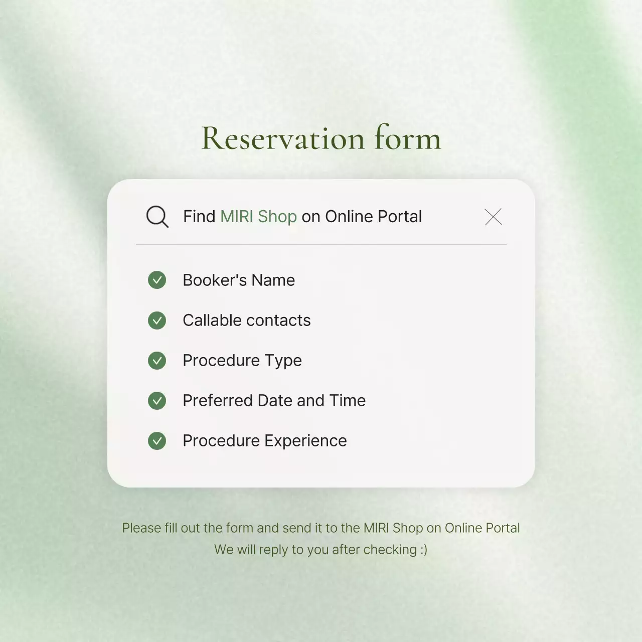 Promote a green, modern social media marketing booking form