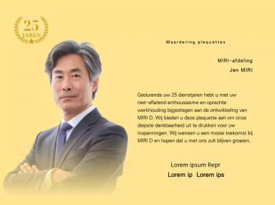 Een bedankontwerp met een vierkante foto en een 25e verjaardagsmarker