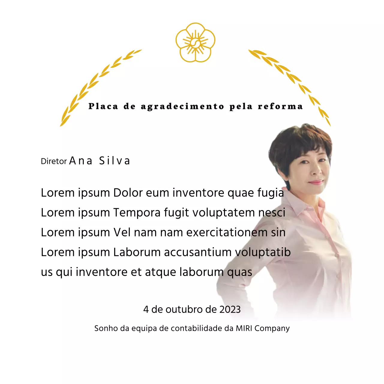 Uma placa de apreciação de reforma elegante com coroas de louros douradas e uma suástica.