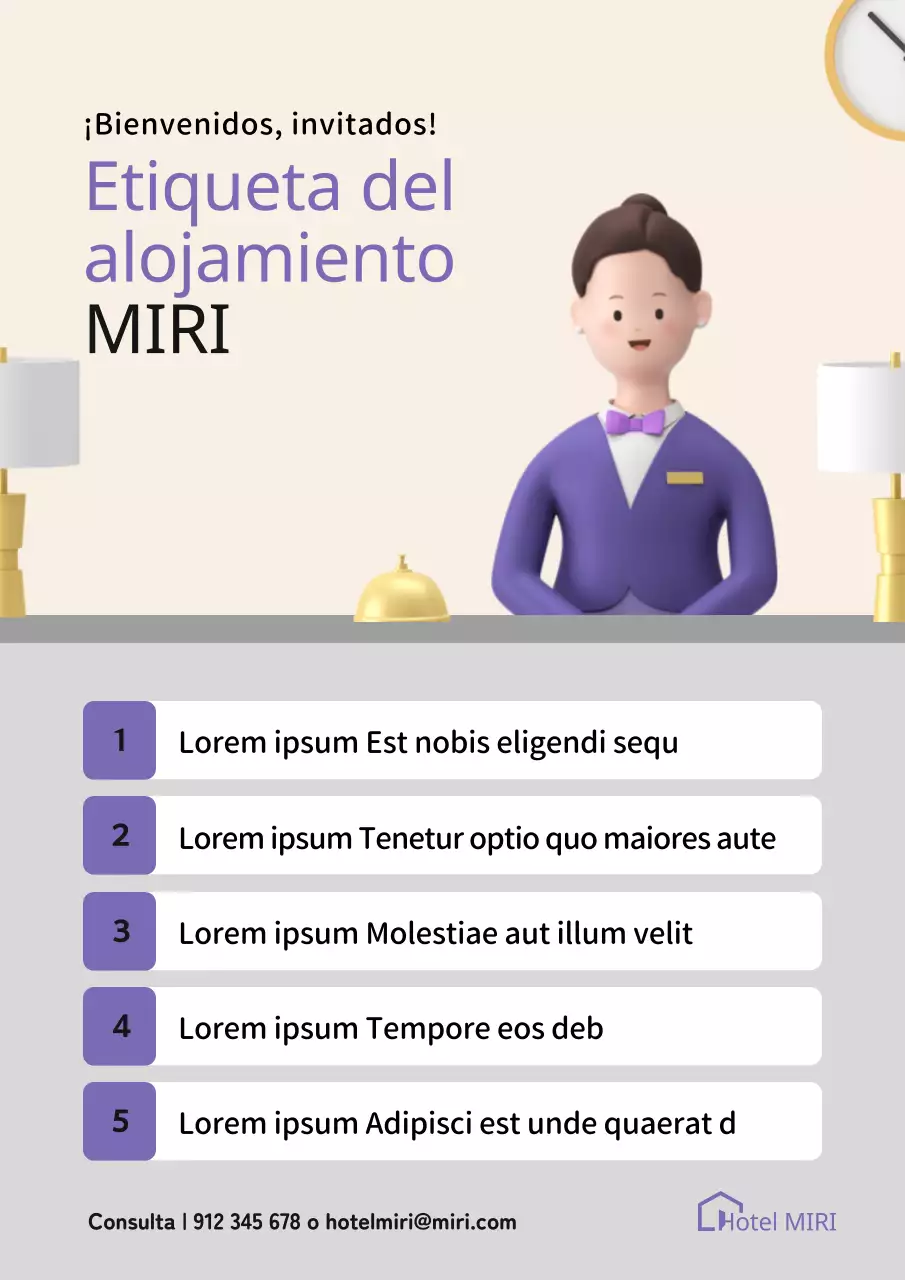 Recordatorio de etiqueta en el alojamiento en Bora Bora y Costa de Marfil