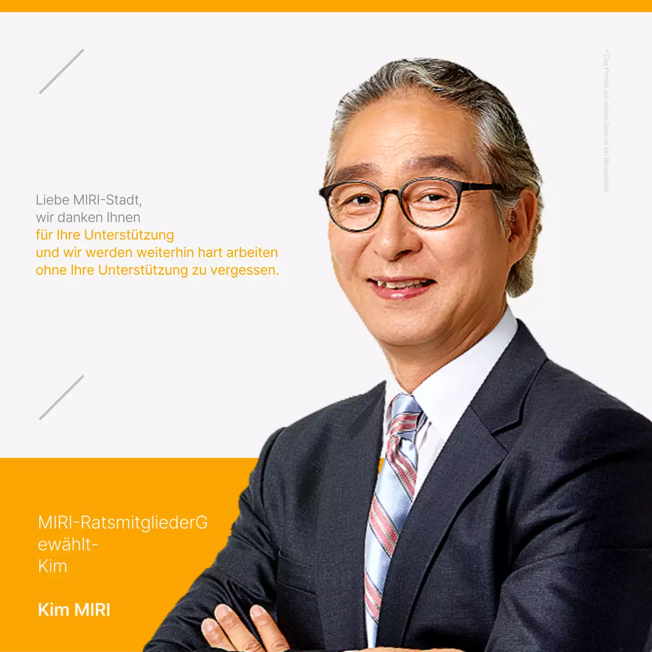 Ein modernes gelb-graues Dankesschreiben für den designierten Präsidenten