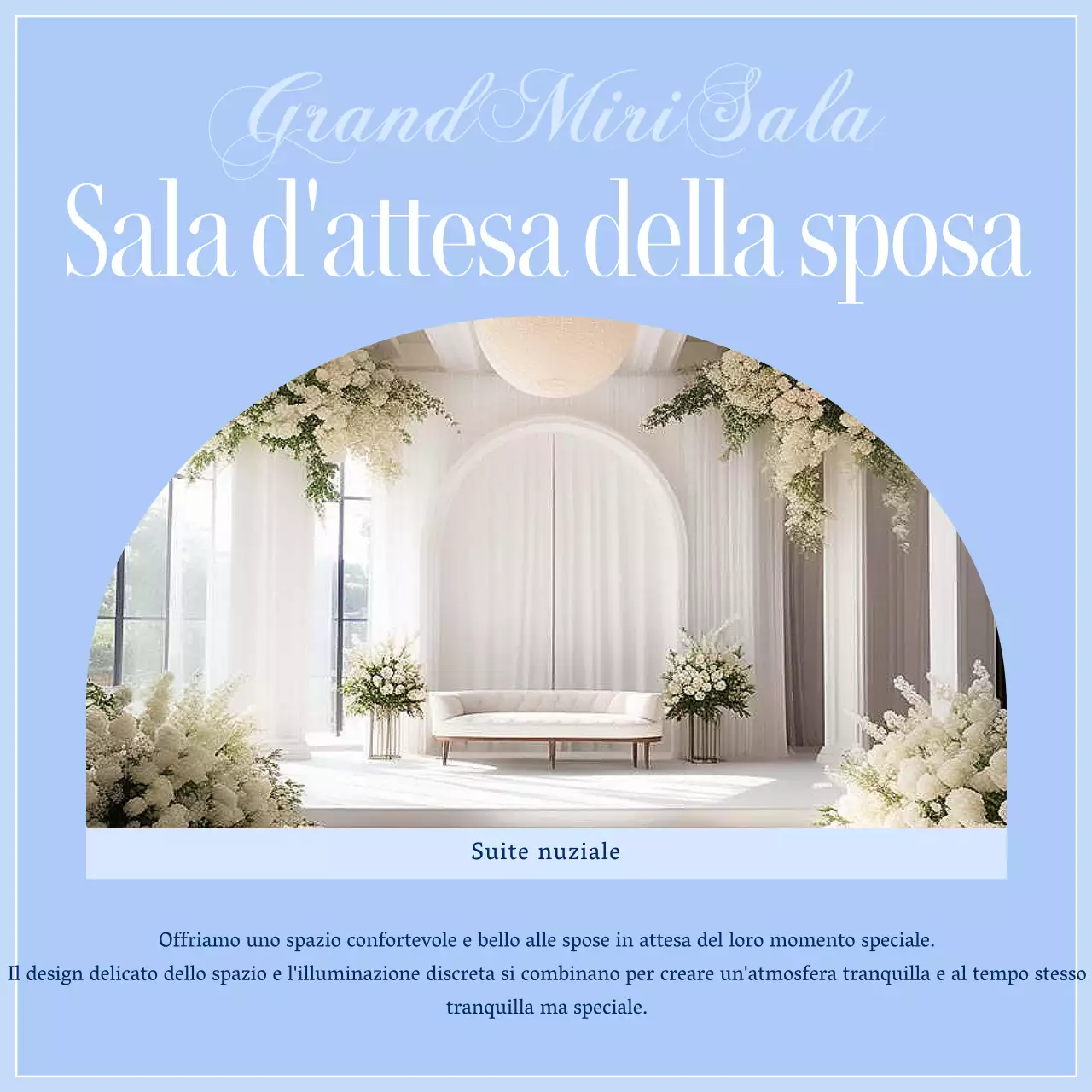 Promuovere una location per matrimoni di alta gamma di colore blu cielo