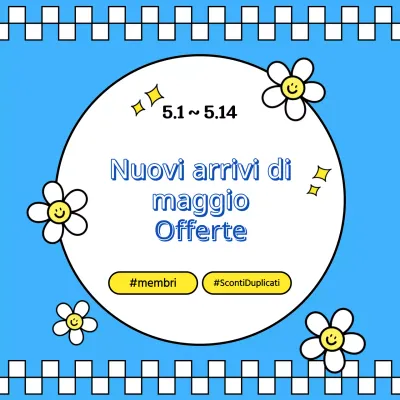 Annuncio kitsch dei nuovi arrivi in giallo e azzurro