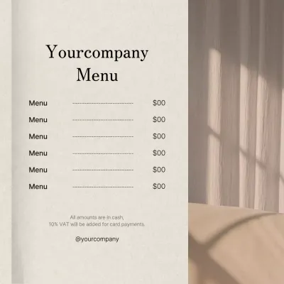 Beige Minimal Menu Design Social Media Post