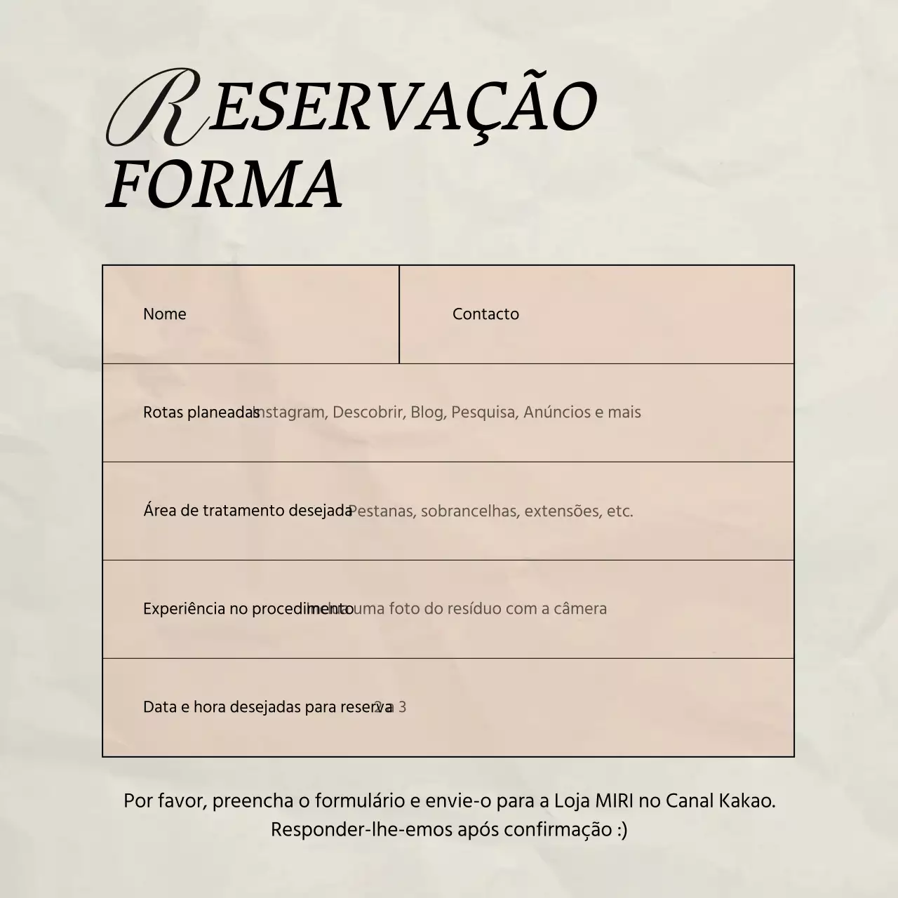 Anúncio de um formulário de reserva de marketing de redes sociais moderno em rosa e marfim