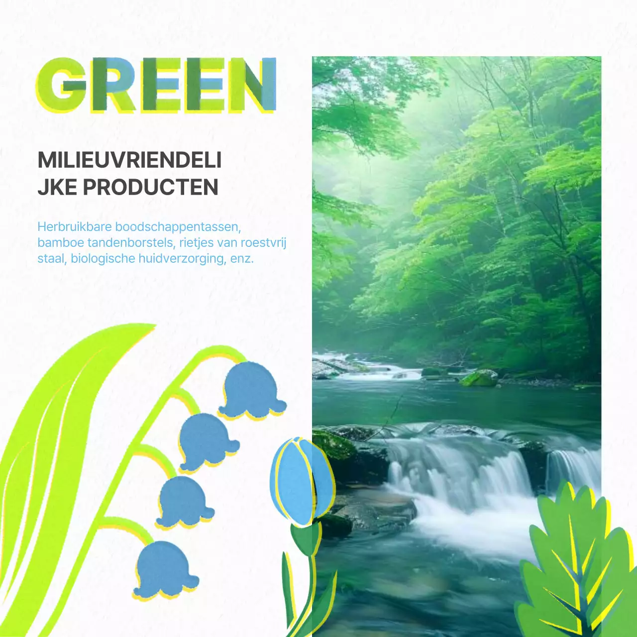 Een moderne Dag van de Aarde-campagne in chartreuse en hemelsblauw