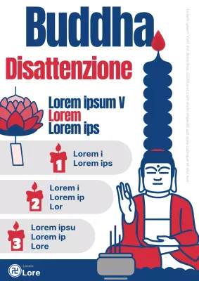Pop art di indaco e rosso per promuovere l'evento buddista Evento buddista Buddismo
