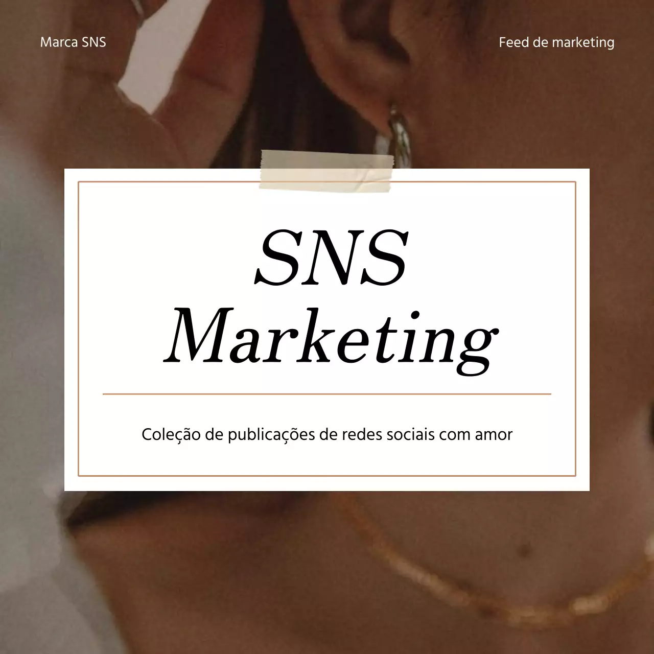 Promover um feed de marketing moderno nas redes sociais em rosa e marfim