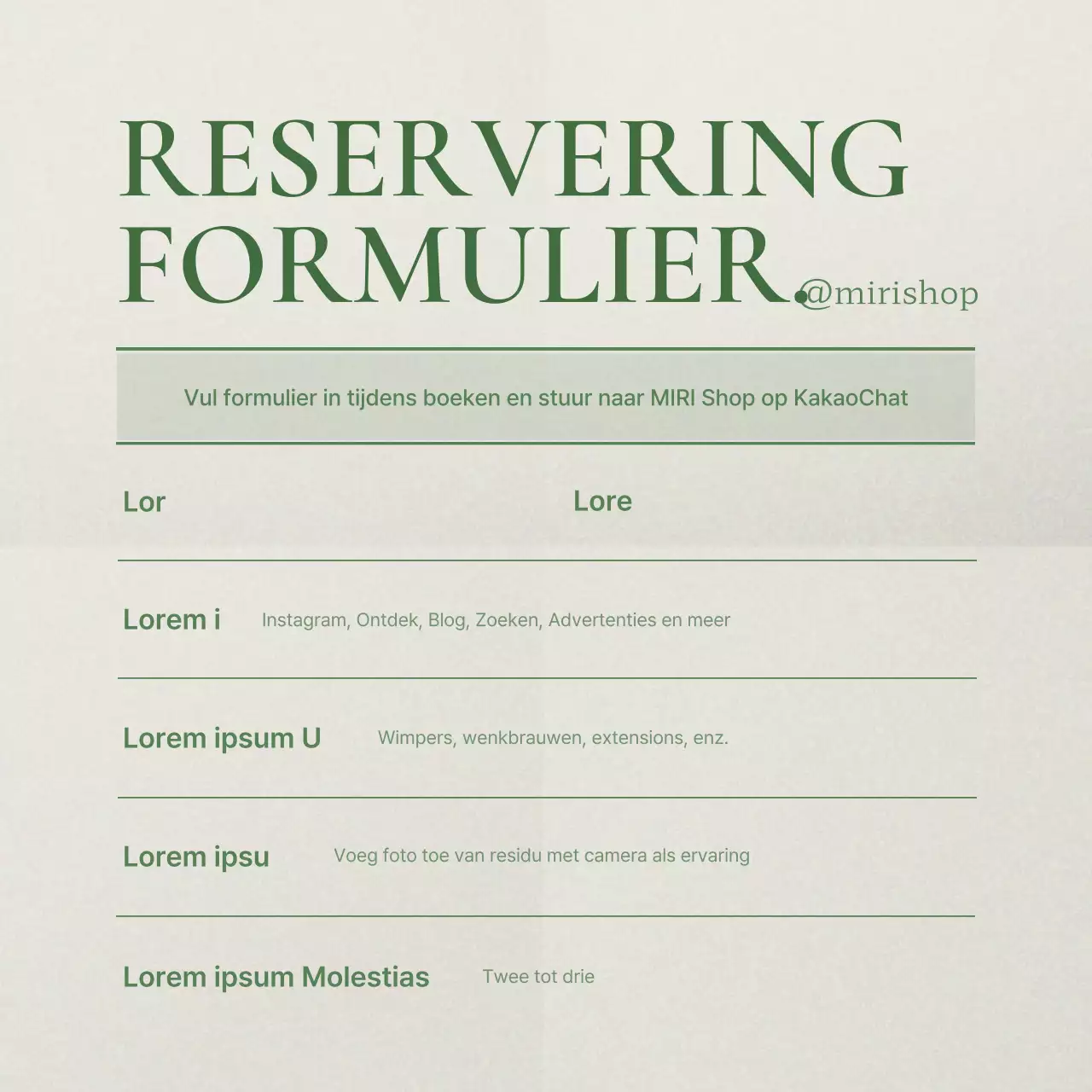 Groene en moderne social media marketing boekingsaankondiging